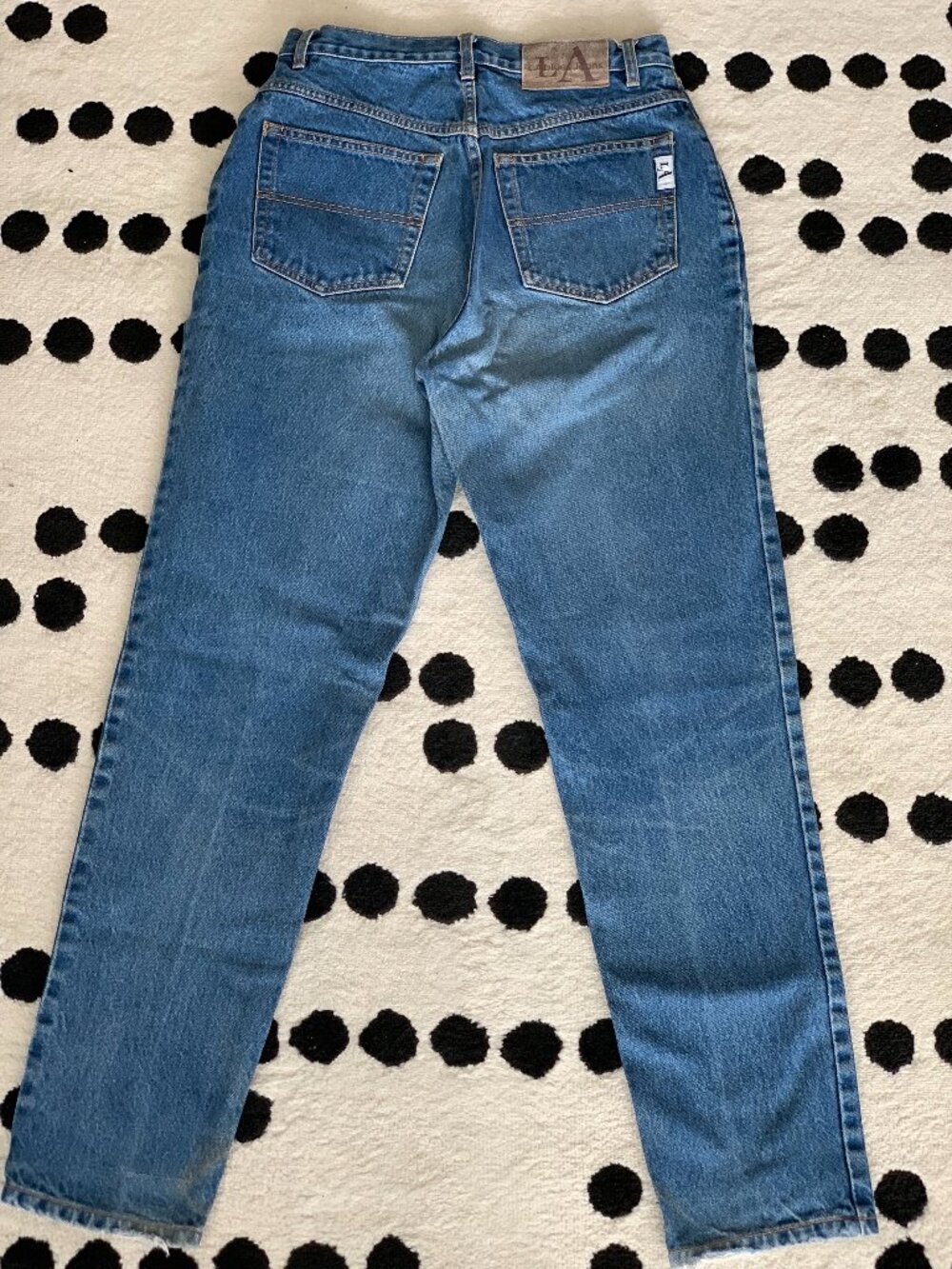 Vintage 90s LA Blues Mom Jeans 29 High Rise Faded Distressed Denim Tapered Leg